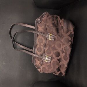 Coach Op Art Alexis Carryall Tote Bag - Bordeaux